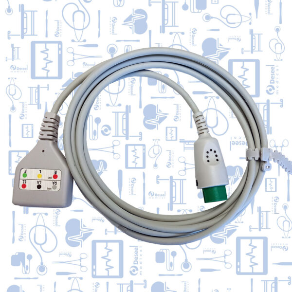 Cable de ECG Troncal, 3 Deriv. Tipo DIN, Biolight/Medica D