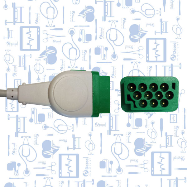 Cable Completo de ECG, 3 Derivaciones, Terminación Snap, GE