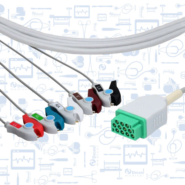 Cable de ECG Completo AHA, 5 Deriv. Clip Compatible con GE